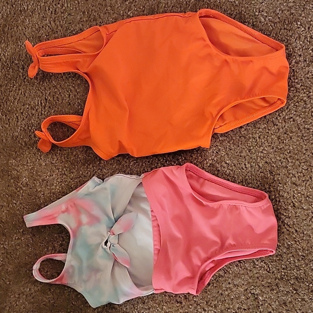 Set of 2 Cat and Jack Bathing Suits for baby girl (Size 12M)